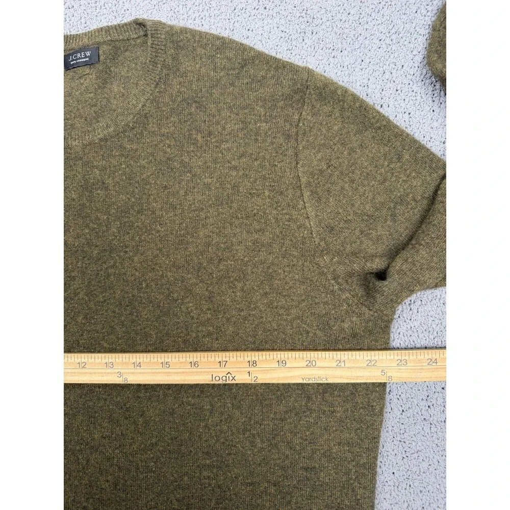 J Crew Sweater Mens L Green 100% Cashmere Crewneck Pullover Soft Lightweight